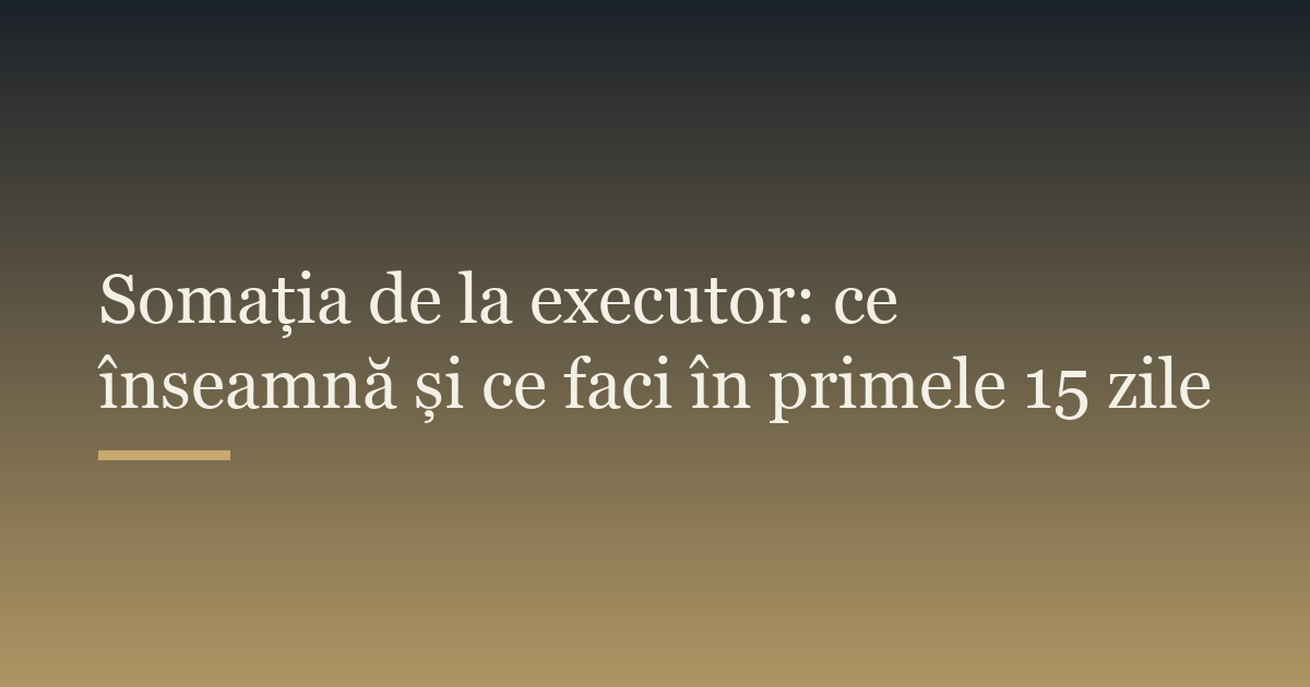 Somația de la executor: ce înseamnă și ce faci în primele 15 zile